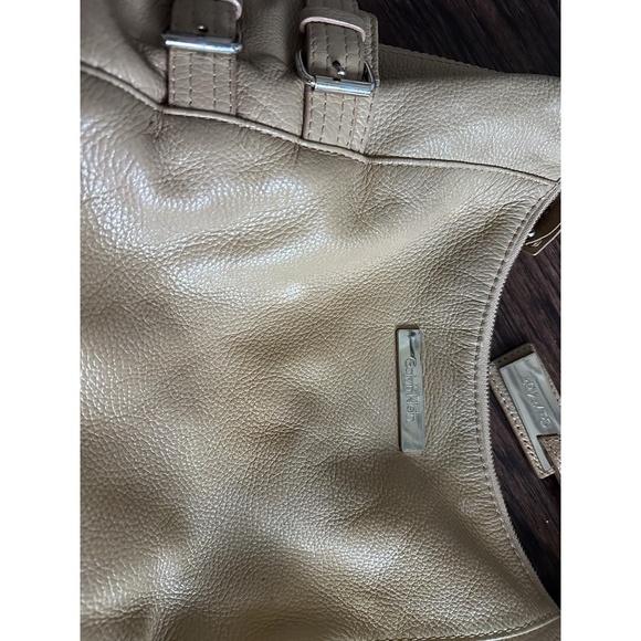 Calvin Klein Tan Leather Hobo Bag with Gold Accents - Picture 4 of 6